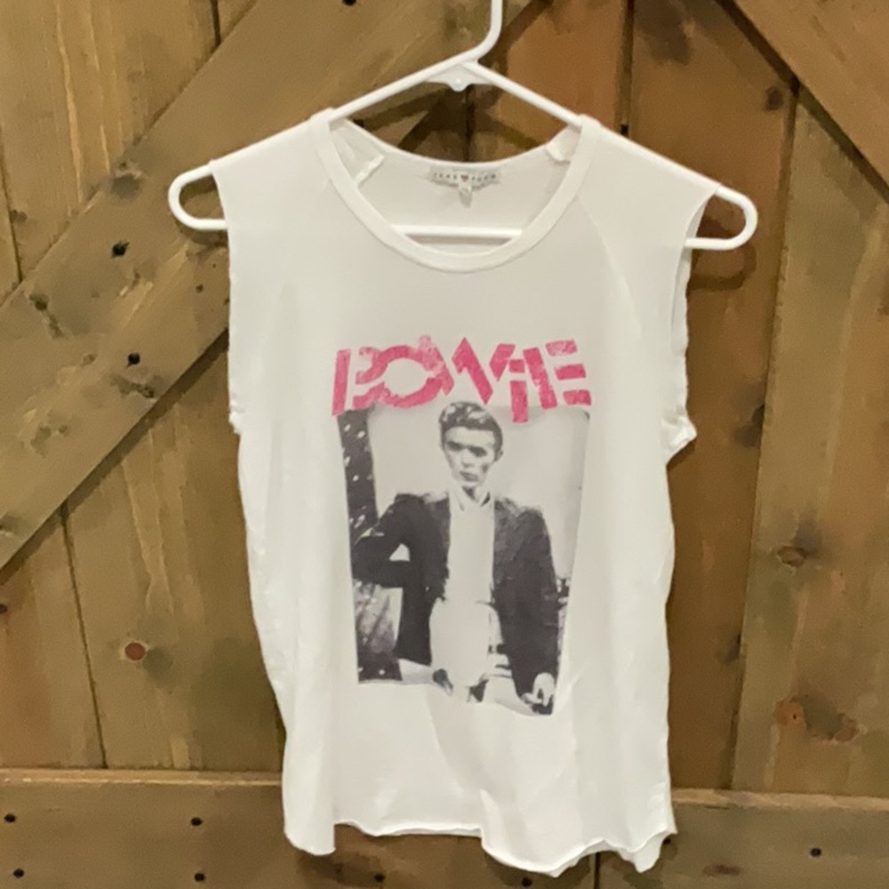 Junk Food Clothing White and Pink Graphic Tank